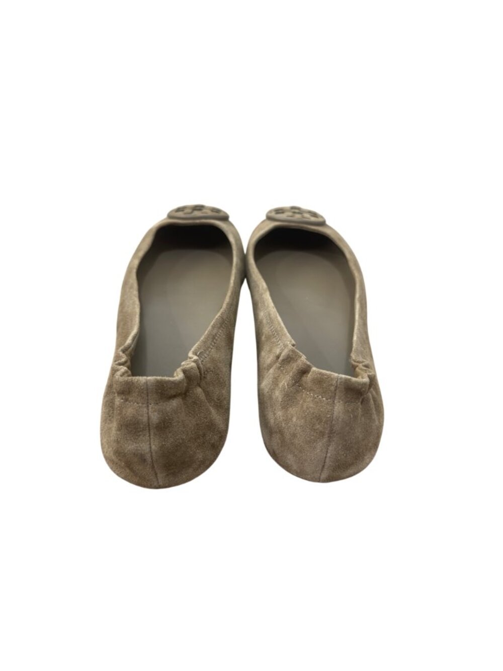 Tory Burch Minnie Travel Suede Ballet Flats Beige Logo Detail Women Size 9.5M - Picture 10 of 16